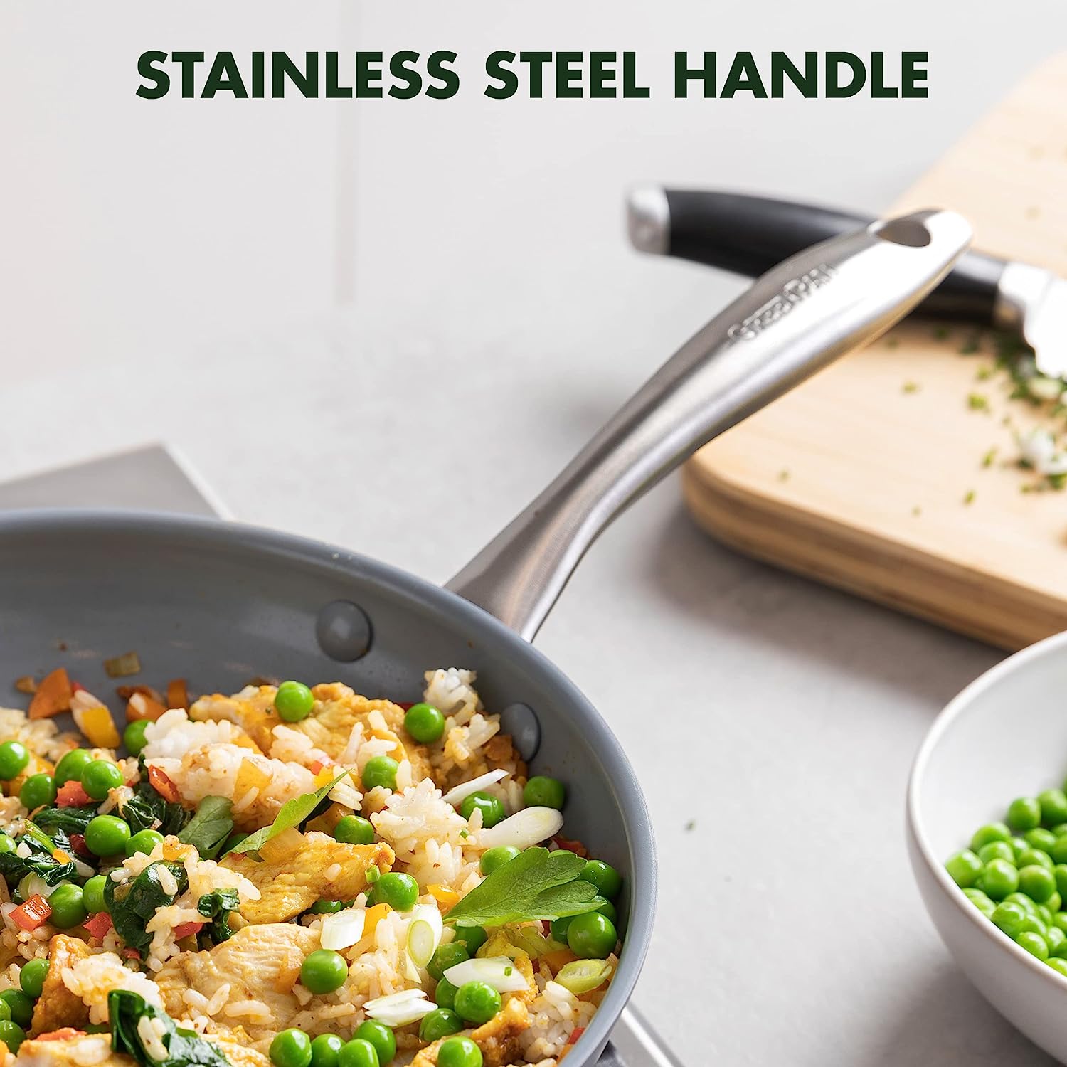 GreenPan Lima Hard Anodized Healthy Ceramic Nonstick 12" Frying Pan Skillet with Lid, PFAS-Free, Oven Safe, Gray - 24hrsmart